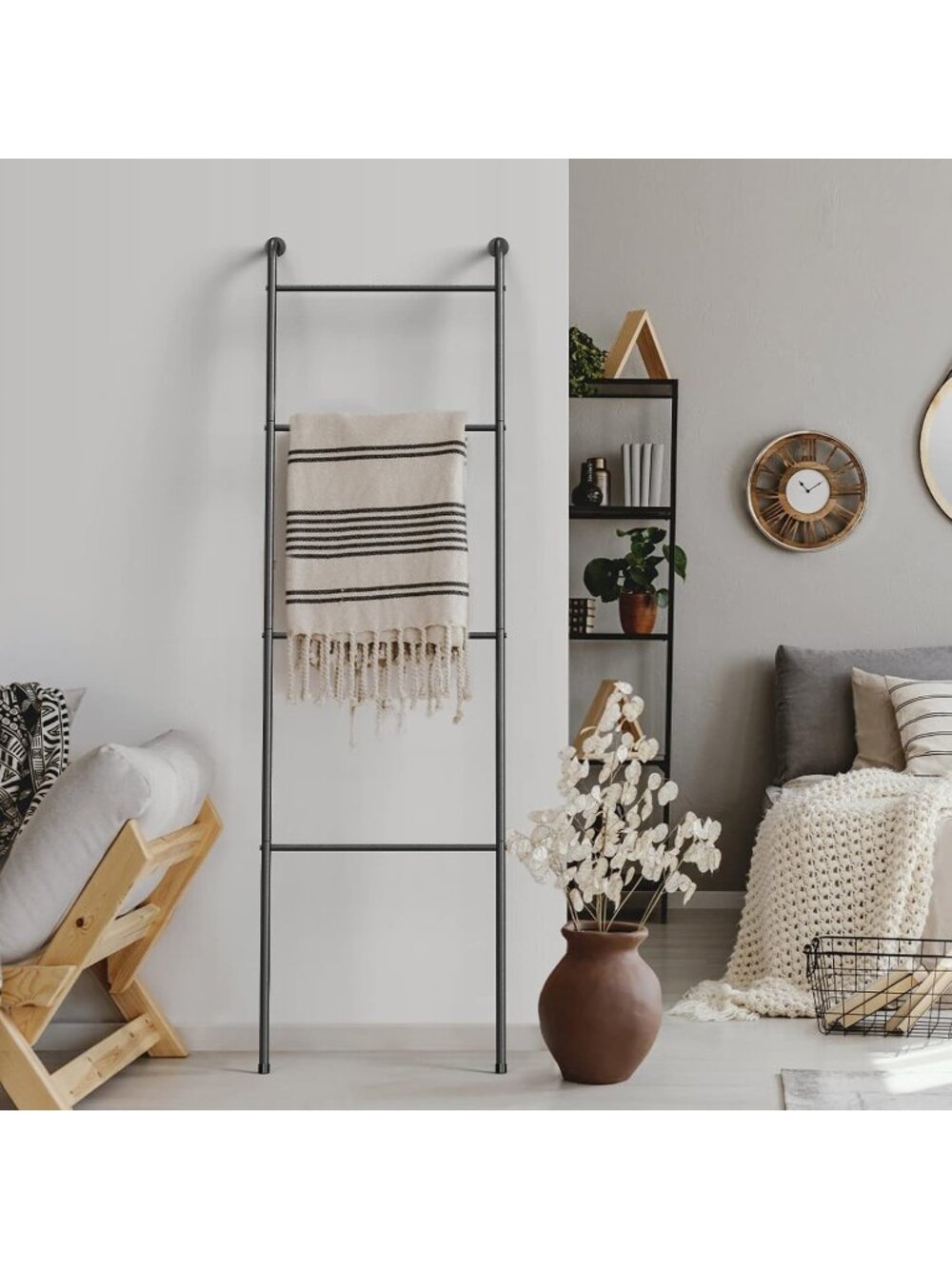 New Blanket Ladder Decorative Towel Rack for Home, Metal Wall Leaning Stand